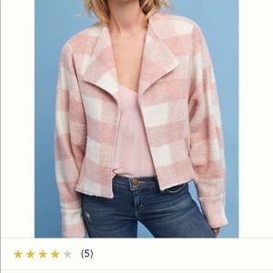 Anthropologie Blush Buffalo Plaid Coat